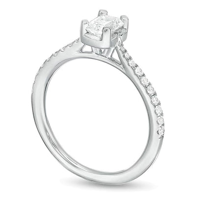 0.75 CT. TW Emerald-Cut Diamond Frame Engagement Ring in 14K White Gold