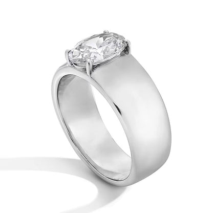 2.0 CT. Oval Lab-Grown Diamond Solitaire Thick Shank Engagement Ring in 14K White Gold (F/VS2)