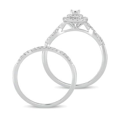 0.5 CT. TW Emerald-Cut Diamond Double Frame Multi-Row Bridal Set in 10K White Gold