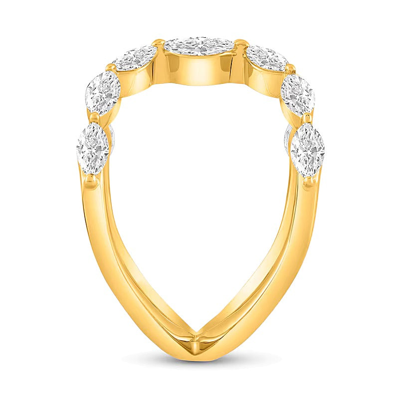 1.0 CT. TW Marquise Diamond Double Loop Open Ring in 10K Gold
