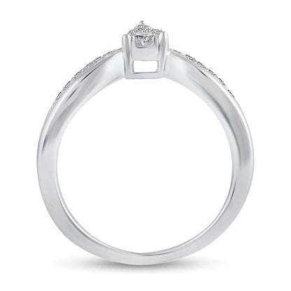 0.38 CT. TW Pear Multi-Diamond Split Shank Chevron Ring in 14K White Gold