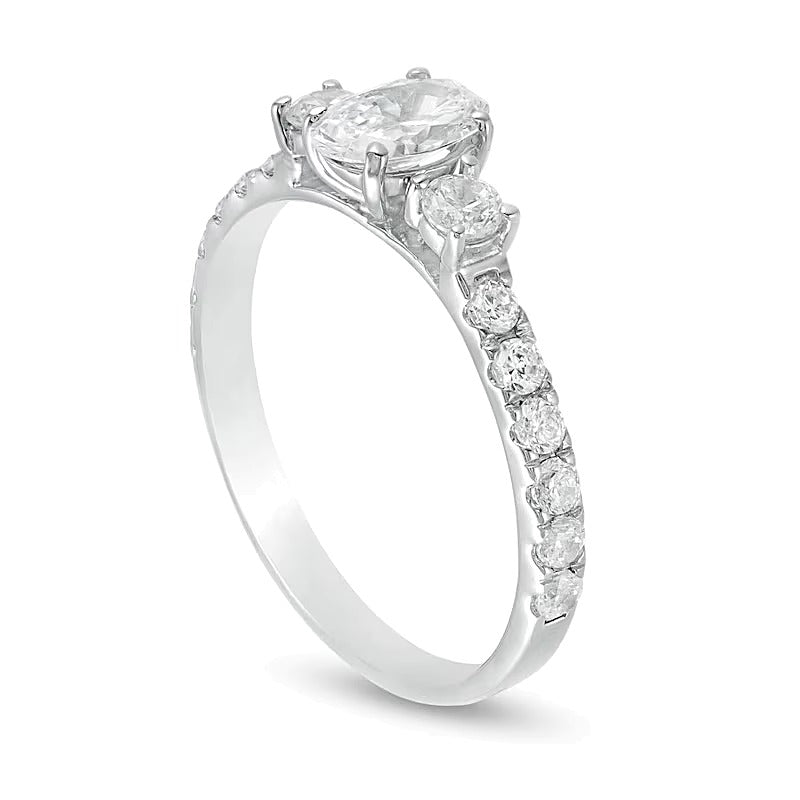1.17 CT. TW Diamond Three Stone Engagement Ring in 14K White Gold