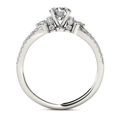 1.0 CT. TW Diamond Collared Split Shank Engagement Ring in 14K White Gold