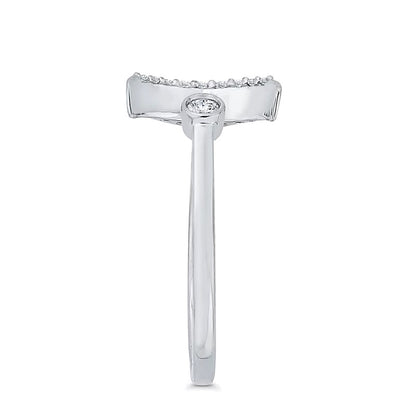 0.1 CT. TW Diamond Crescent Moon Open Ring in 10K White Gold