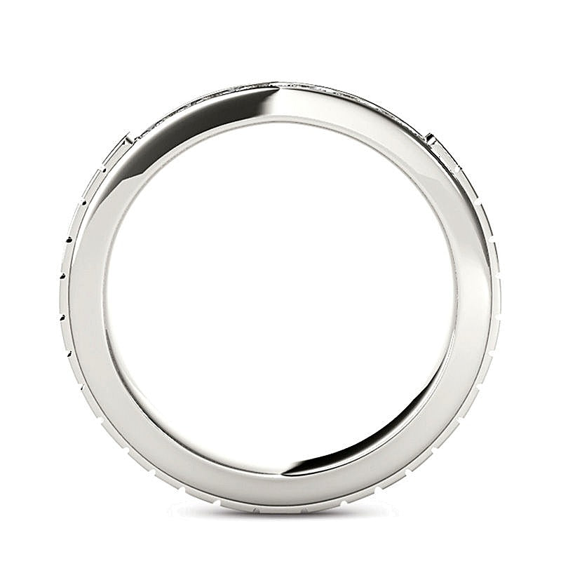 0.75 CT. TW Diamond Two Row Etched Wedding Band in 14K White Gold