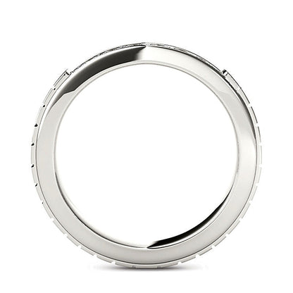 0.75 CT. TW Diamond Two Row Etched Wedding Band in 14K White Gold