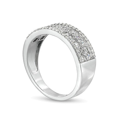 0.75 CT. TW Diamond Multi-Row Band in 10K White Gold