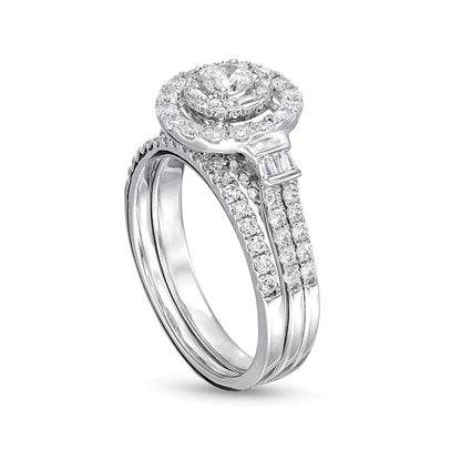 1.0 CT. TW Diamond Double Row Bridal Set in 10K White Gold
