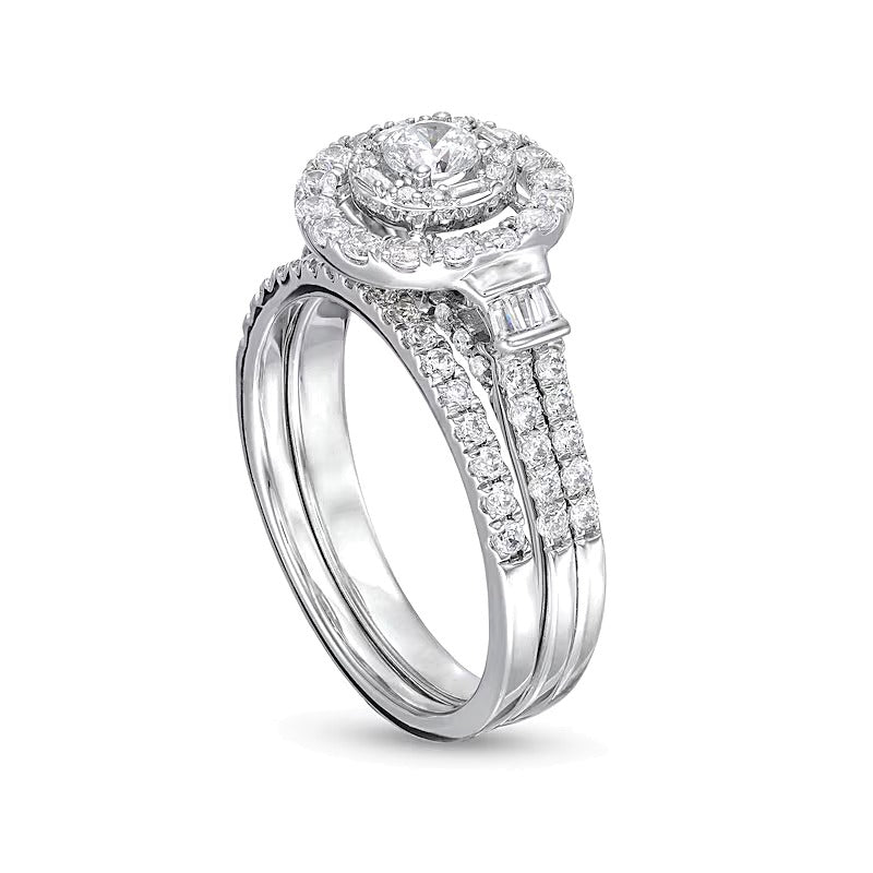 1.0 CT. TW Diamond Double Row Bridal Set in 10K White Gold