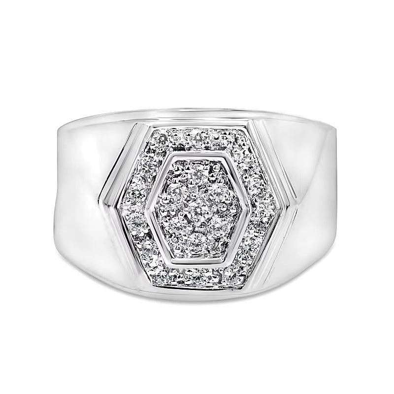 0.5 CT. TW Multi-Diamond Hexagon Frame Ring in Sterling Silver