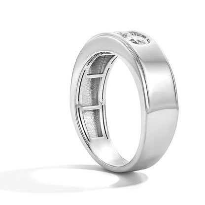 1.0 CT. TW Lab-Grown Diamond Three-Stone Band in 10K White Gold (F/VS2)