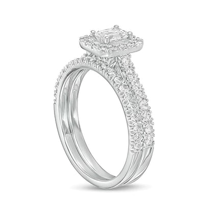 1.0 CT. TW Emerald-Cut Diamond Frame Bridal Set in 10K White Gold