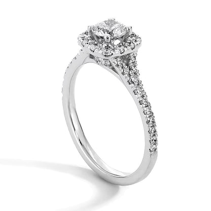 1.0 CT. TW Lab-Grown Diamond Cushion Frame Split Shank Engagement Ring in Platinum (F/SI2)