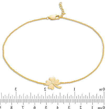 Four-Leaf Clover Anklet in 10K Gold - 10"