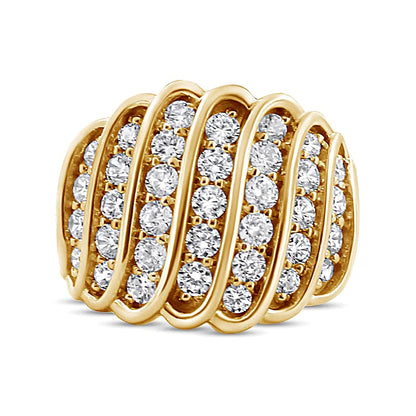2.0 CT. TW Diamond Multi-Row Waterfall Ring in Sterling Silver with 14K Gold Plate