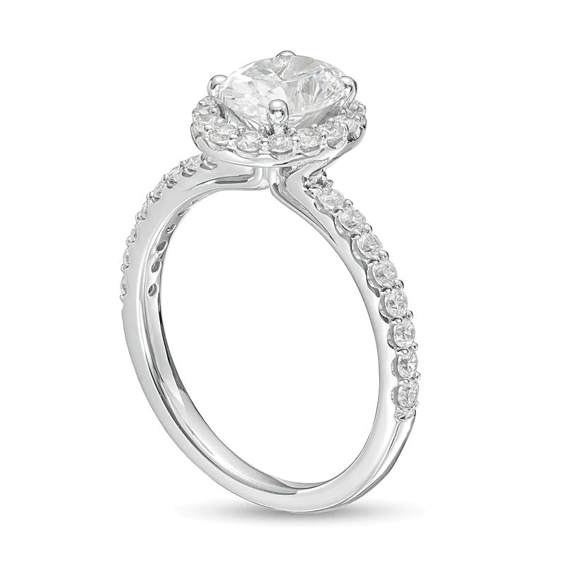 1.5 CT. TW Oval Lab-Grown Diamond Frame Engagement Ring in 14K White Gold (F/VS2)