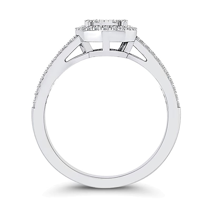 0.33 CT. TW Oval Multi-Diamond Frame Bypass Ring in 10K White Gold