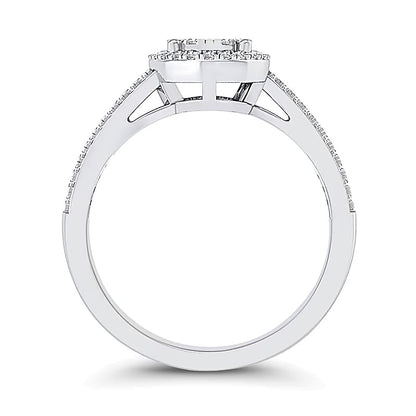 0.33 CT. TW Oval Multi-Diamond Frame Bypass Ring in 10K White Gold