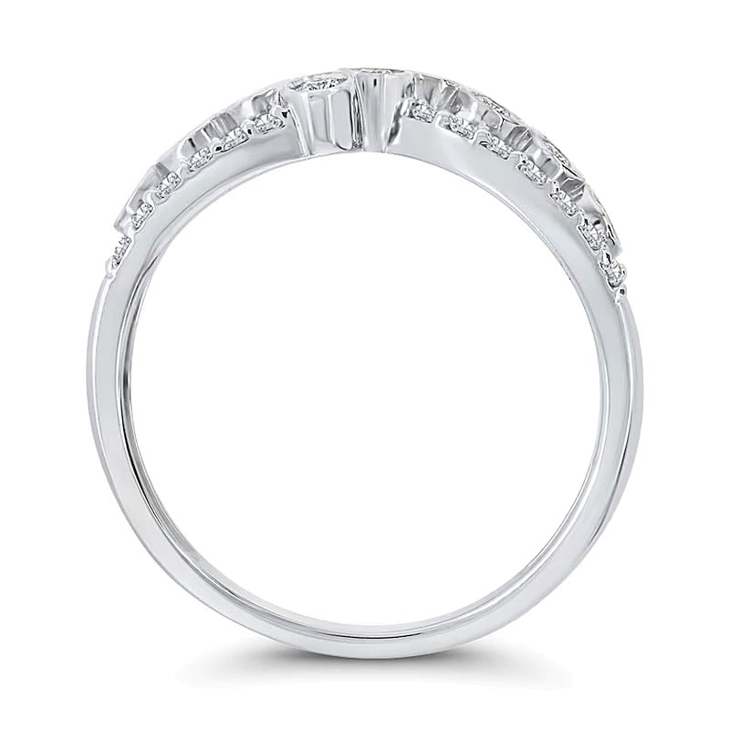 0.5 CT. TW Diamond Bezel Crossover Ring in 10K White Gold
