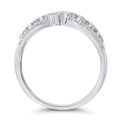 0.5 CT. TW Diamond Bezel Crossover Ring in 10K White Gold