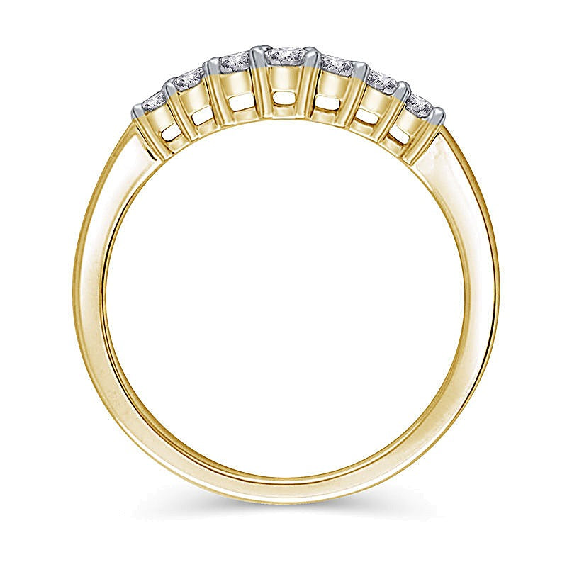 0.25 CT. TW Diamond Seven Stone Contour Wedding Band in 14K Gold
