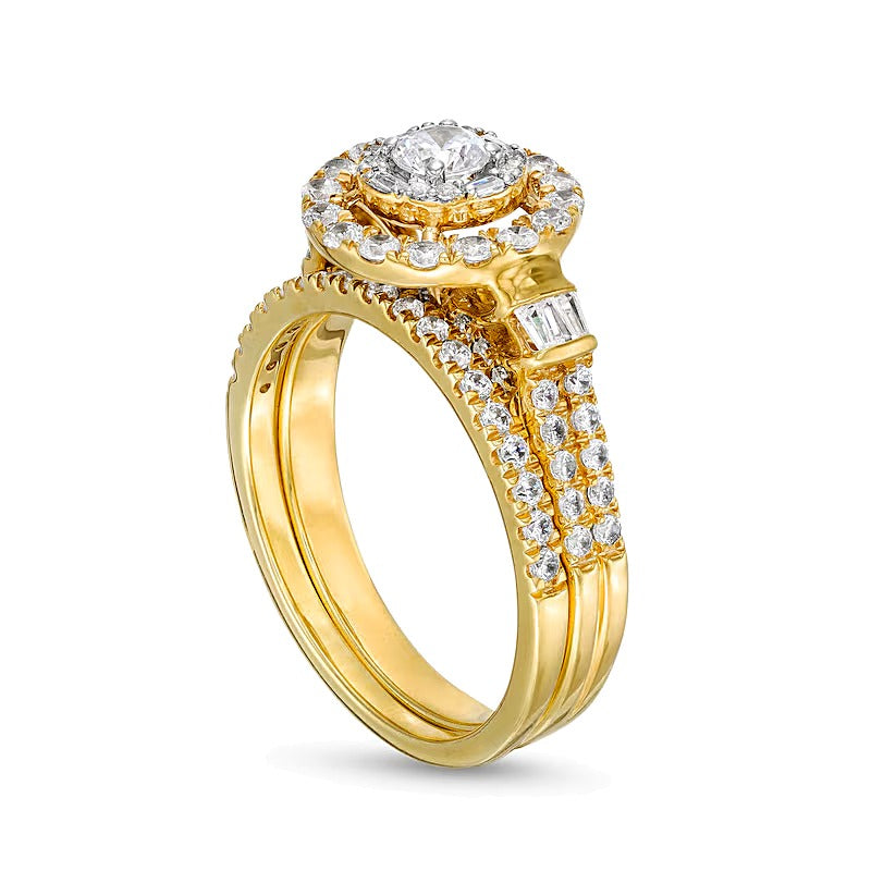 1.0 CT. TW Diamond Double Row Bridal Set in 10K Gold
