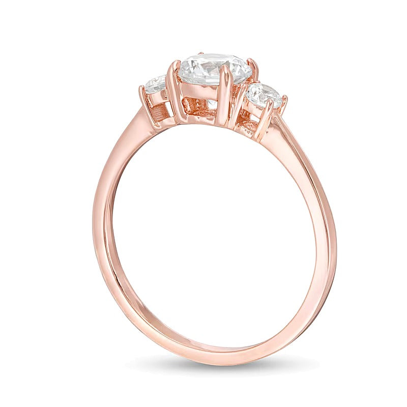 1.0 CT. TW Diamond Three Stone Engagement Ring in 14K Rose Gold