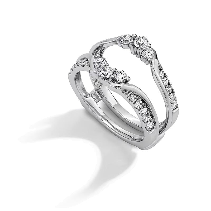 0.75 CT. TW Diamond Three Stone Layered Solitaire Enhancer in 14K White Gold