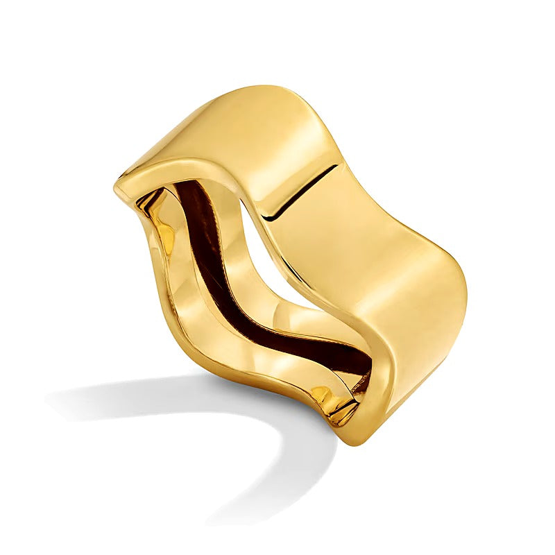 8.95mm Wave Cigar Band in Solid 10K Gold - Size 7