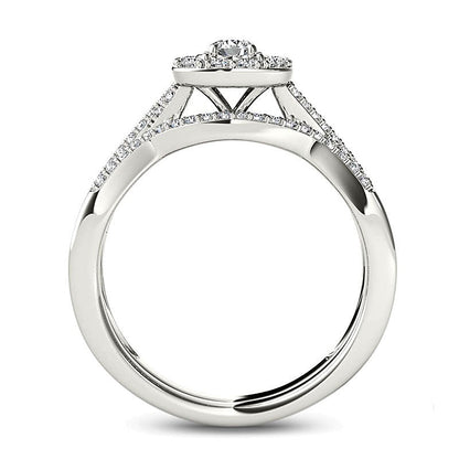 0.75 CT. TW Quad Princess-Cut Diamond Bridal Set in 14K White Gold