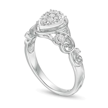Cherished Promise Collectionâ¢ 0.2 CT. TW Diamond Teardrop Frame Promise Ring in Sterling Silver
