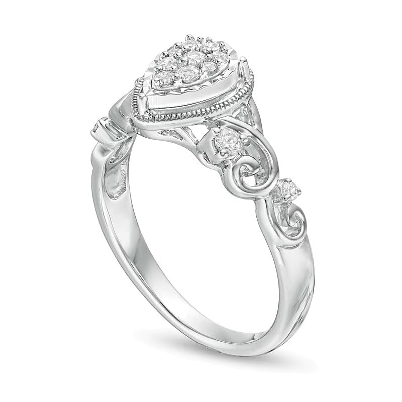 Cherished Promise Collectionâ¢ 0.2 CT. TW Diamond Teardrop Frame Promise Ring in Sterling Silver