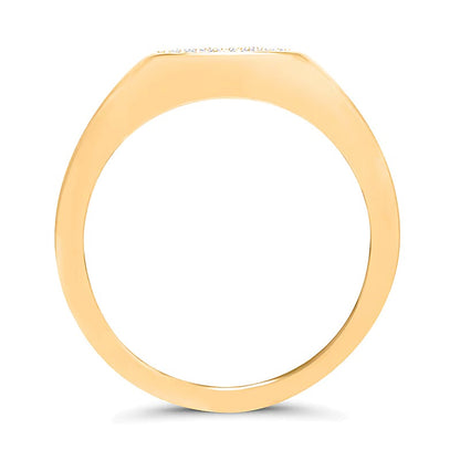 0.1 CT. TW Oval Multi-Diamond Sideways Signet Ring in 10K Gold