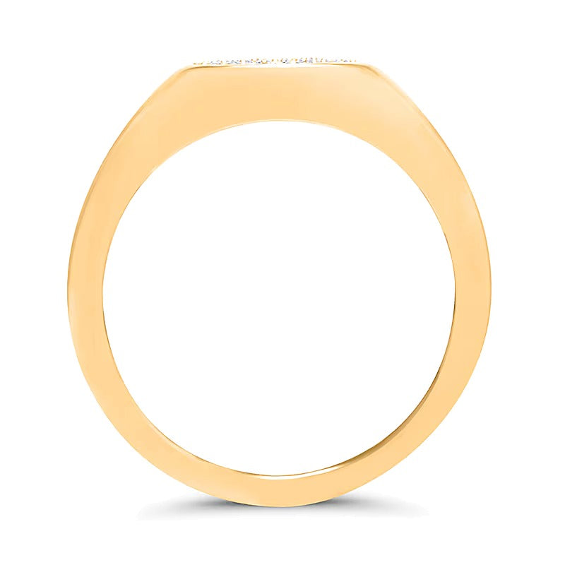 0.1 CT. TW Oval Multi-Diamond Sideways Signet Ring in 10K Gold
