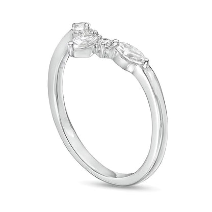0.33 CT. TW Marquise and Round Diamond Contour Anniversary Band in 14K White Gold