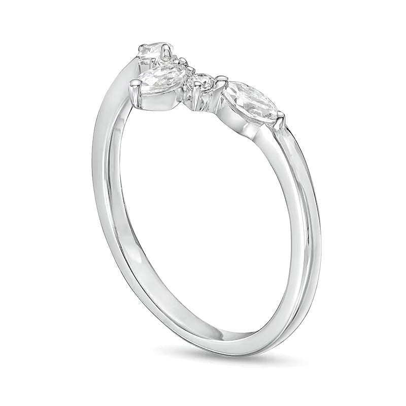 0.33 CT. TW Marquise and Round Diamond Contour Anniversary Band in 14K White Gold