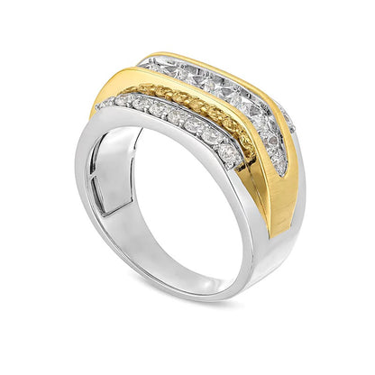 2.0 CT. TW Lab-Grown Diamond Triple Row Ring in 10K Two-Tone Gold (F/SI2)