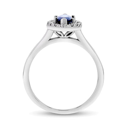 Marquise Blue Sapphire and 0.25 CT. TW Diamond Frame Ring in 14K White Gold