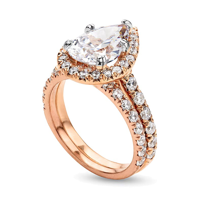 4.5 CT. TW Pear-Shaped Lab-Grown Diamond Frame Bridal Set in 14K Rose Gold (I/SI2)