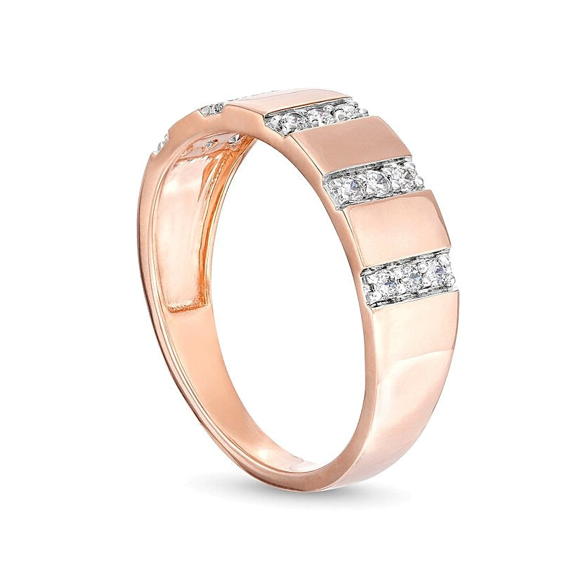 0.25 CT. TW Diamond Trio Linear Row Band in 10K Rose Gold