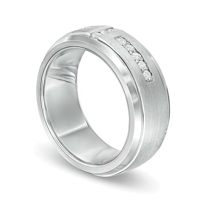Triton 0.33 CT. TW Diamond Art Deco Comfort Fit Wedding Band in Tungsten