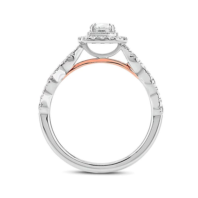 1.0 CT. TW Diamond Cushion Frame Art Deco Vintage-Style Bridal Set in 10K Two-Tone Gold