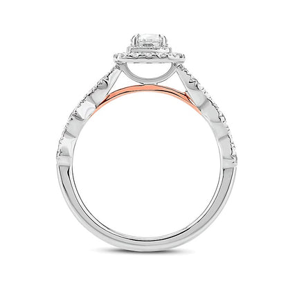1.0 CT. TW Diamond Cushion Frame Art Deco Vintage-Style Bridal Set in 10K Two-Tone Gold