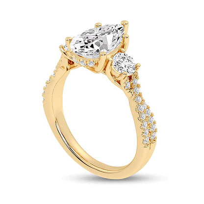 2.75 CT. TW Pear-Shaped Lab-Grown Diamond Three Stone Engagement Ring in 14K Gold (F/SI2)