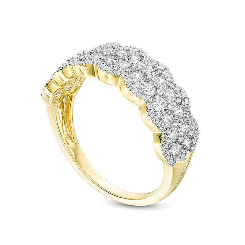 1.0 CT. TW Diamond Double Row Scallop-Edge Band in 10K Gold