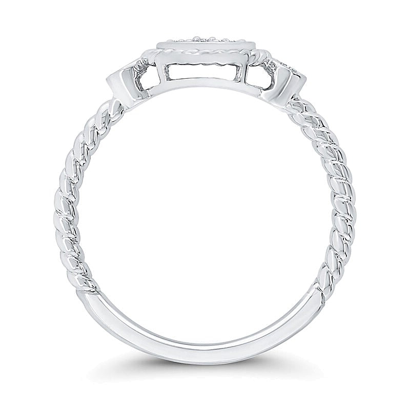 0.2 CT. TW Multi-Diamond Rope Frame Ring in 10K White Gold