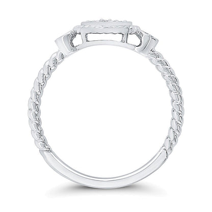 0.2 CT. TW Multi-Diamond Rope Frame Ring in 10K White Gold