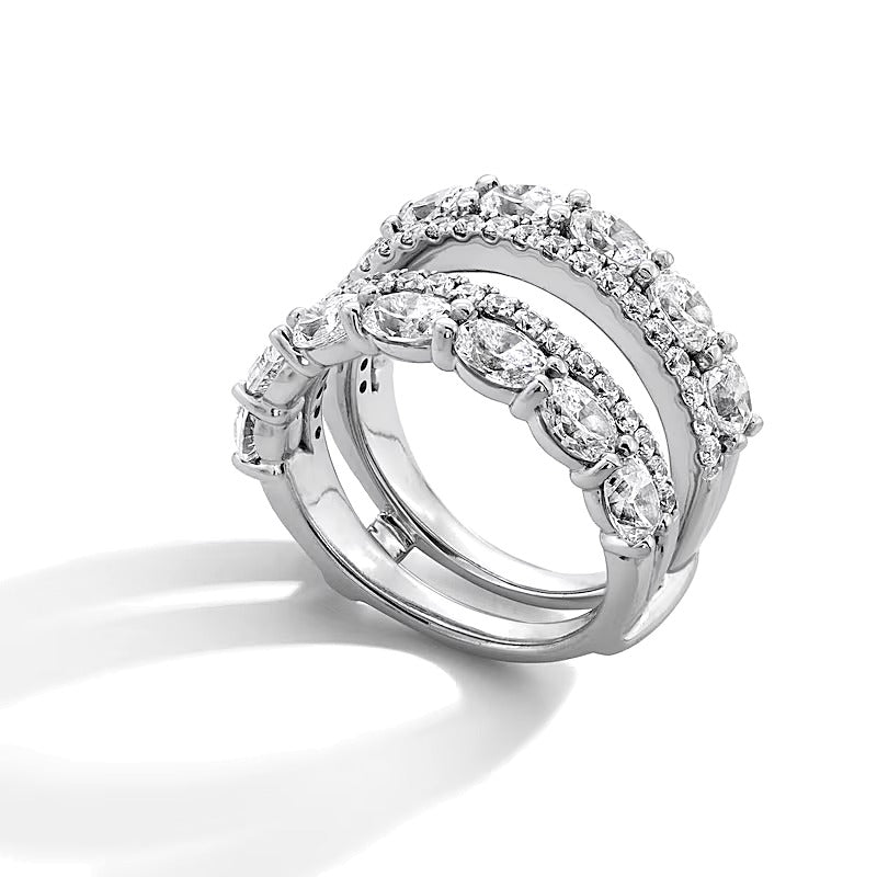 3.0 CT. TW Oval and Round Lab-Grown Diamond Double Row Solitaire Enhancer in 14K White Gold (F/VS2)