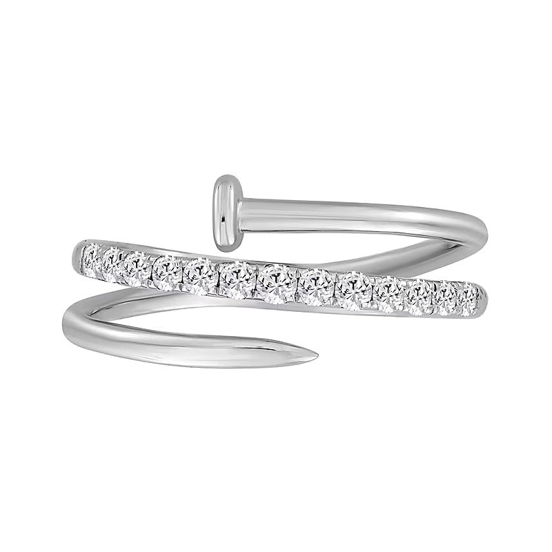 0.33 CT. TW Diamond Spiral Nail Ring in 10K White Gold