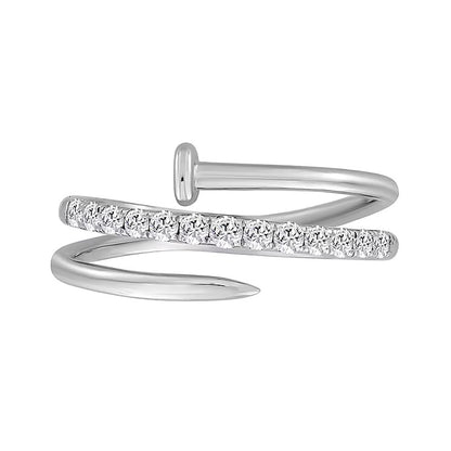 0.33 CT. TW Diamond Spiral Nail Ring in 10K White Gold